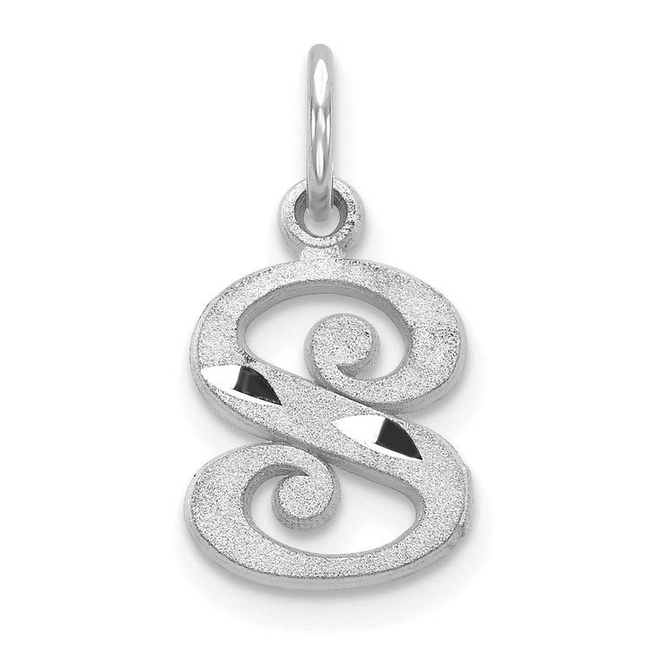 Lovely Rita's Pendants & Charms 14k White Gold  Small Script Design Letter S Initial Charm Pendant