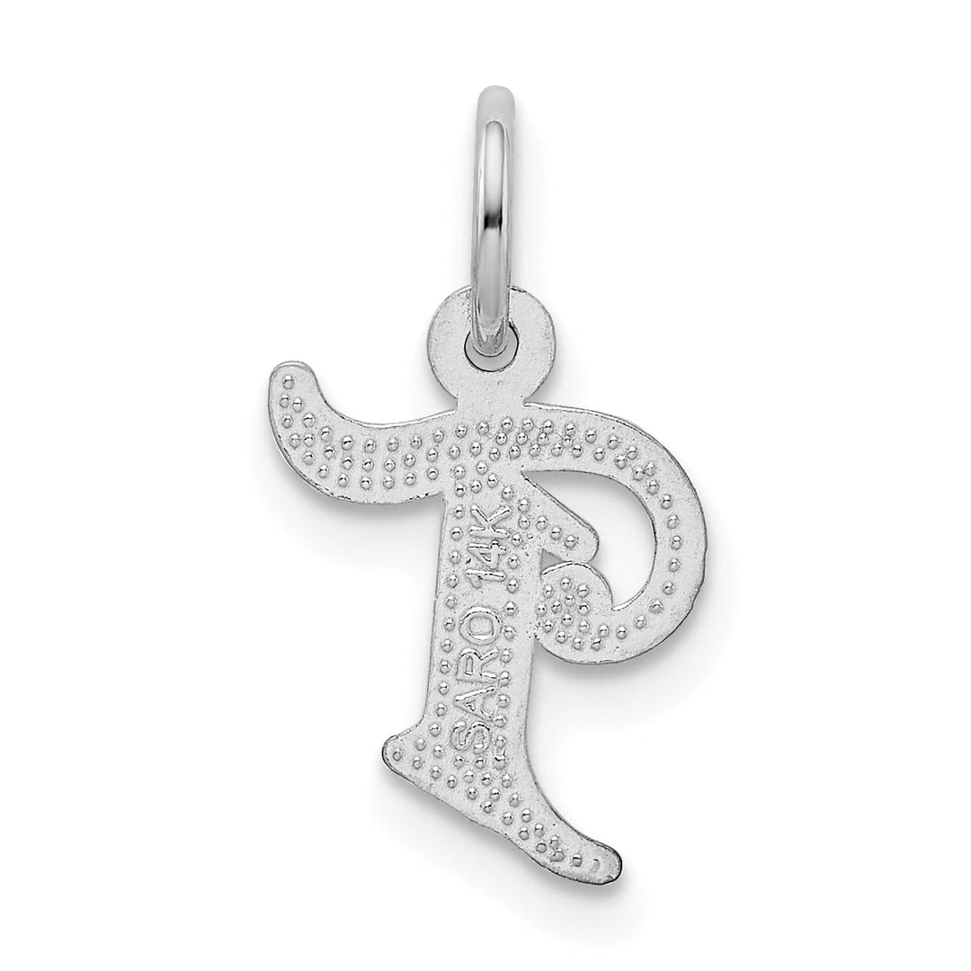 Lovely Rita's Pendants & Charms 14k White Gold  Small Script Design Letter T Initial Charm Pendant