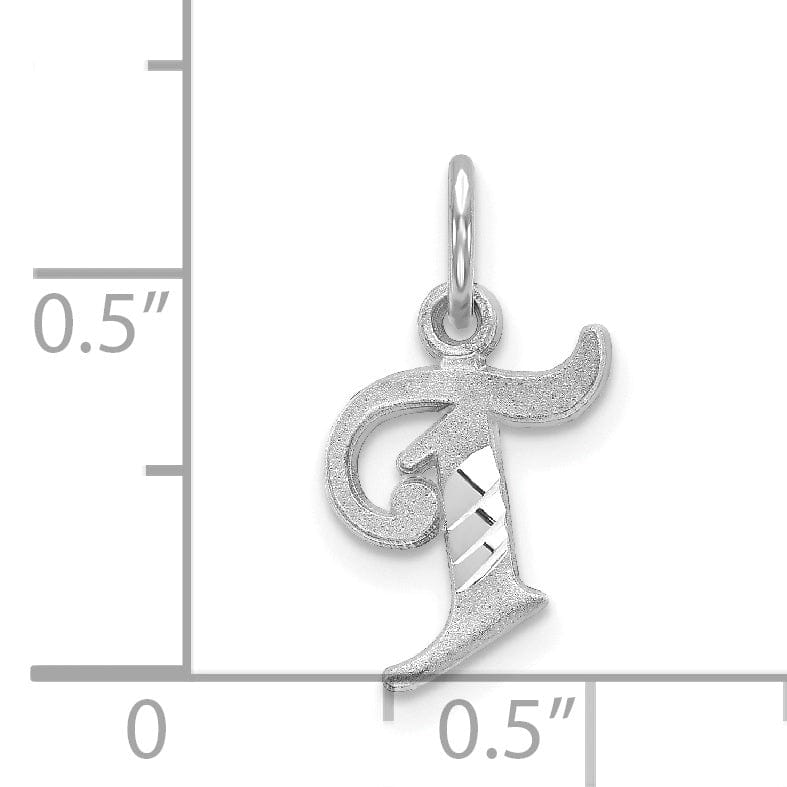 Lovely Rita's Pendants & Charms 14k White Gold  Small Script Design Letter T Initial Charm Pendant