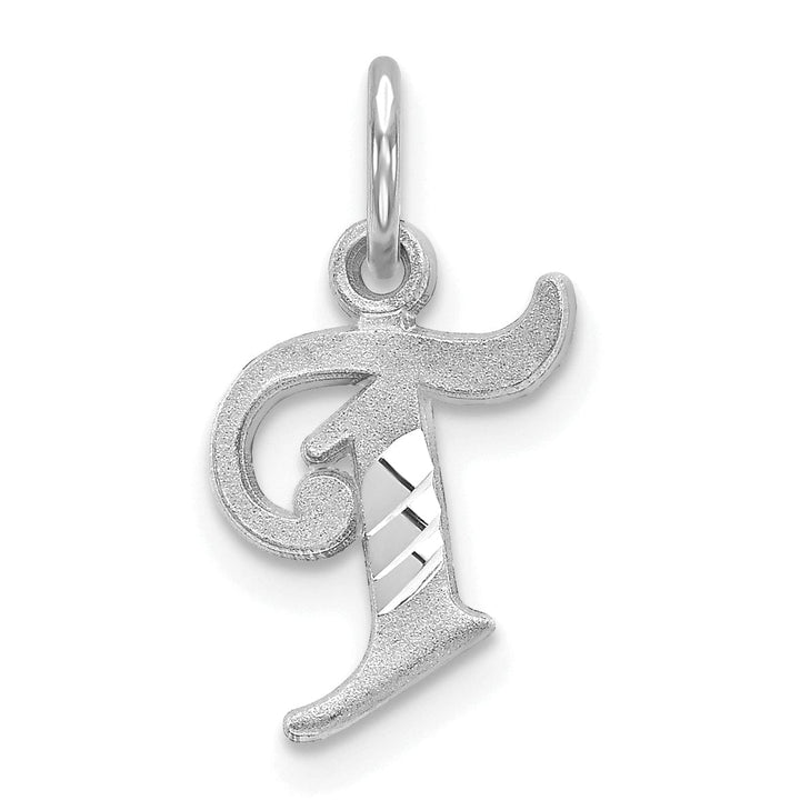 Lovely Rita's Pendants & Charms 14k White Gold  Small Script Design Letter T Initial Charm Pendant