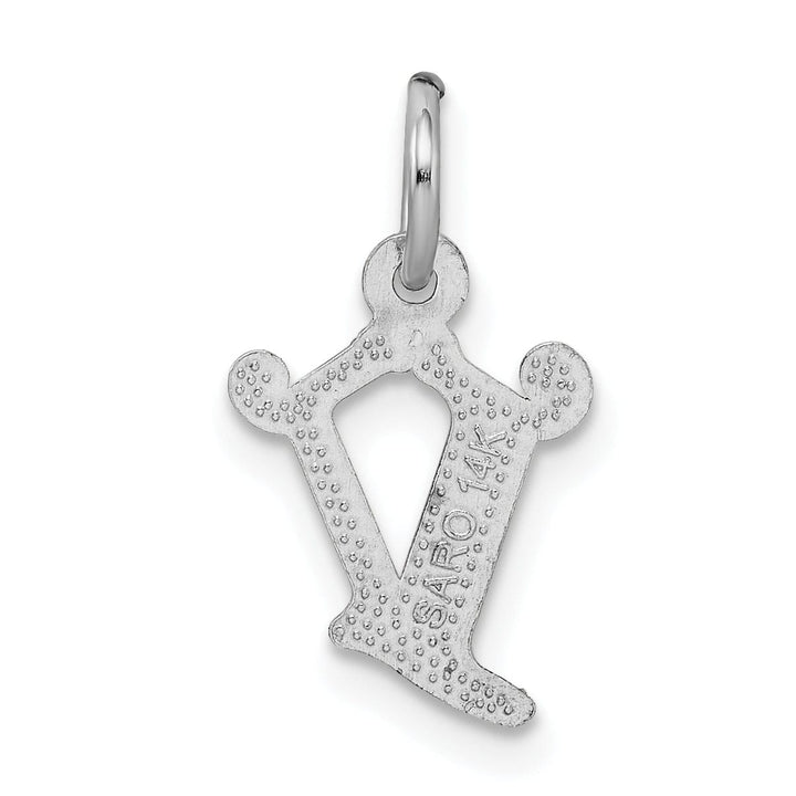 Lovely Rita's Pendants & Charms 14k White Gold  Small Script Design Letter V Initial Charm Pendant