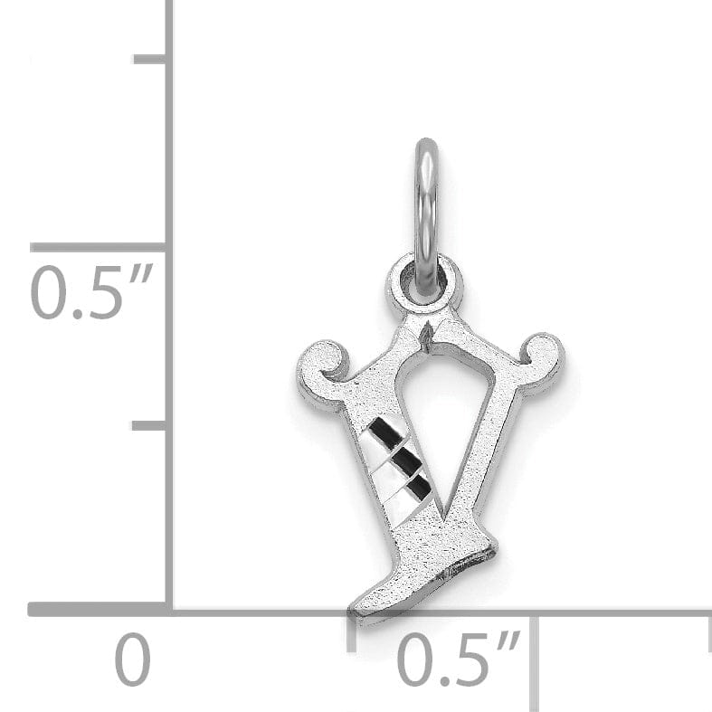 Lovely Rita's Pendants & Charms 14k White Gold  Small Script Design Letter V Initial Charm Pendant