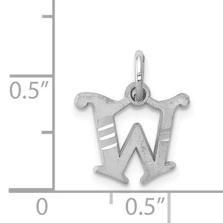 Lovely Rita's Pendants & Charms 14k White Gold  Small Script Design Letter W Initial Charm Pendant