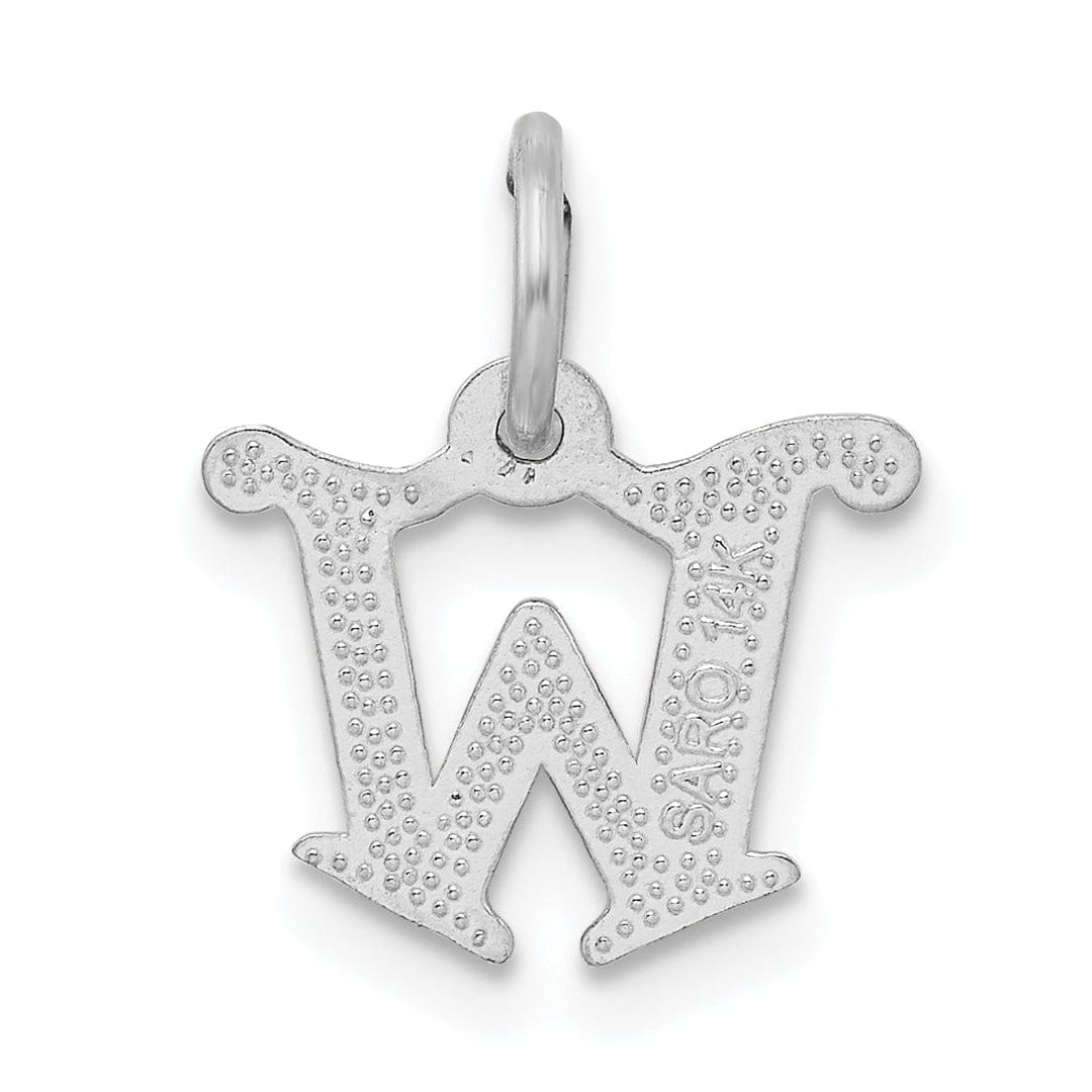 Lovely Rita's Pendants & Charms 14k White Gold  Small Script Design Letter W Initial Charm Pendant