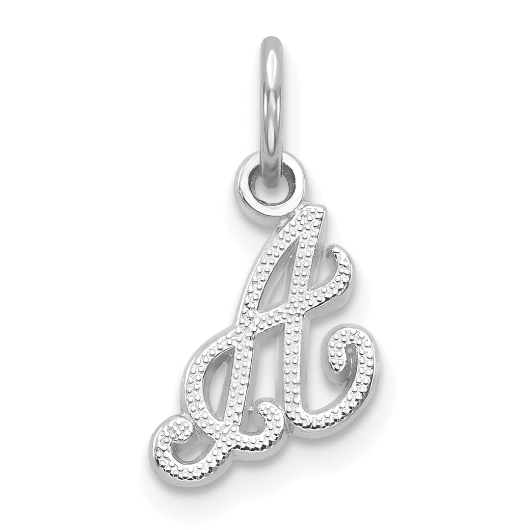 Lovely Rita's Pendants & Charms 14K White Gold Small Size Casted Script Design Letter A Initial Charm Pendant