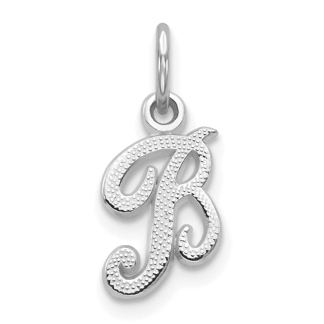 Lovely Rita's Pendants & Charms 14K White Gold Small Size Casted Script Design Letter B Initial Charm Pendant