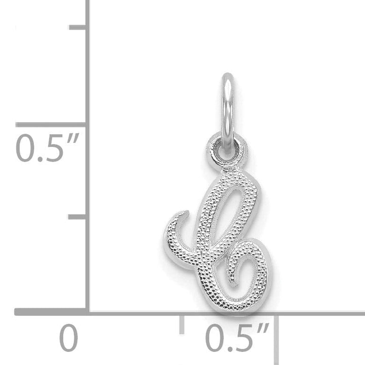 Lovely Rita's Pendants & Charms 14K White Gold Small Size Casted Script Design Letter C Initial Charm Pendant
