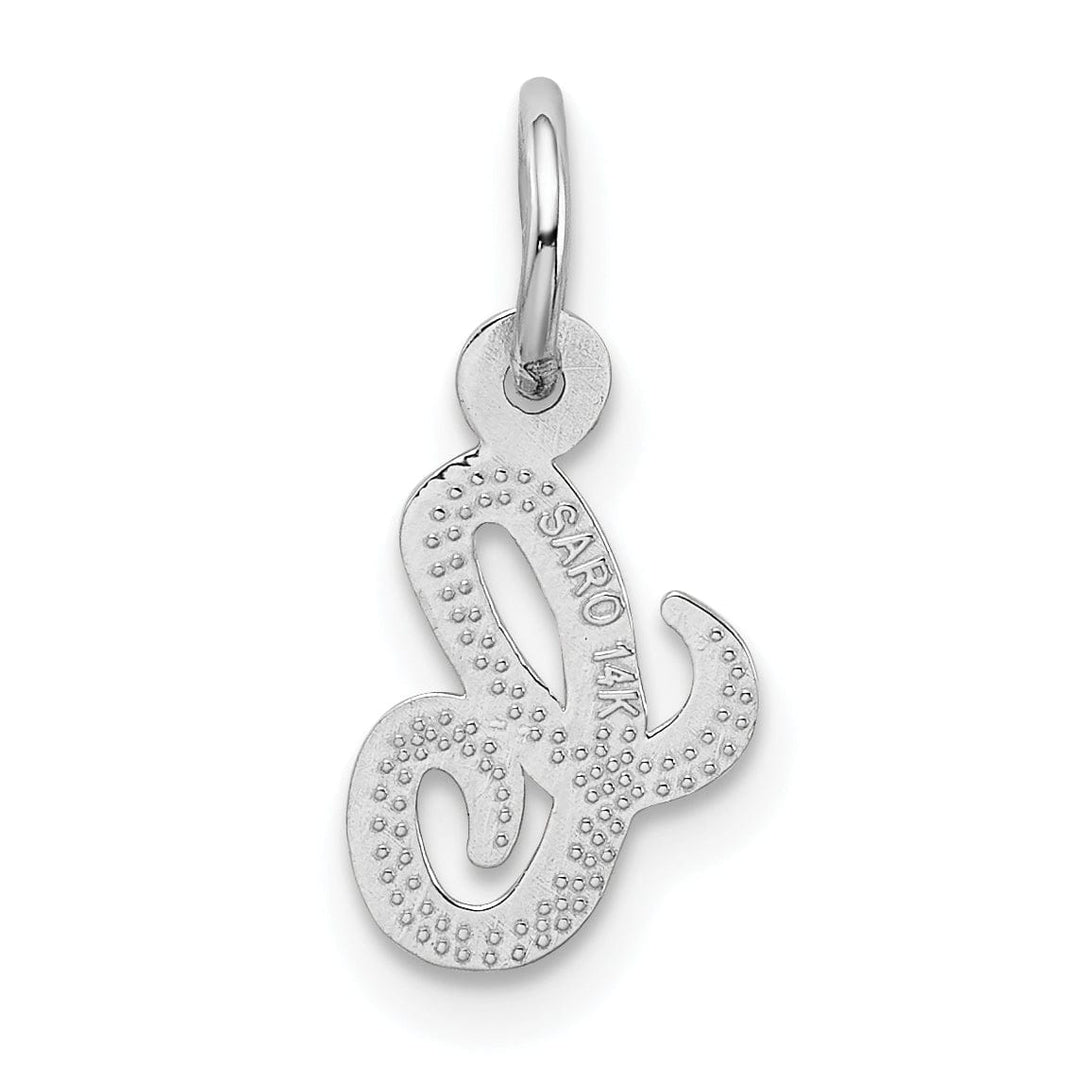 Lovely Rita's Pendants & Charms 14K White Gold Small Size Casted Script Design Letter C Initial Charm Pendant