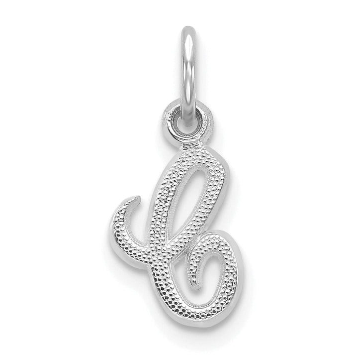 Lovely Rita's Pendants & Charms 14K White Gold Small Size Casted Script Design Letter C Initial Charm Pendant
