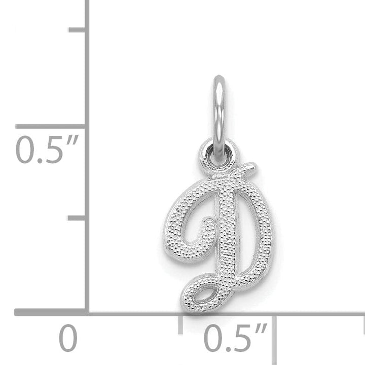 Lovely Rita's Pendants & Charms 14K White Gold Small Size Casted Script Design Letter D Initial Charm Pendant