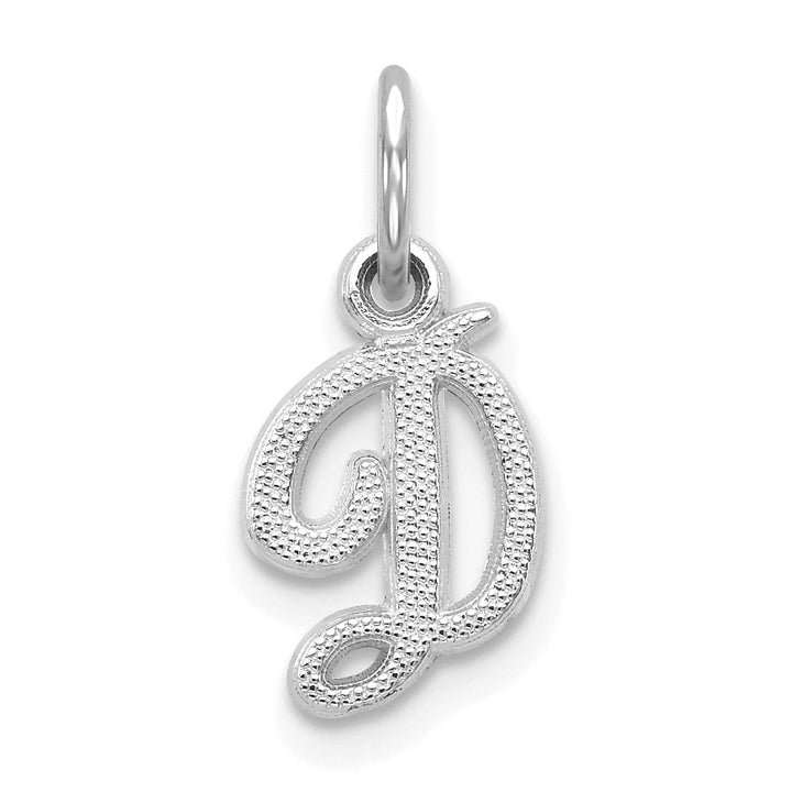 Lovely Rita's Pendants & Charms 14K White Gold Small Size Casted Script Design Letter D Initial Charm Pendant
