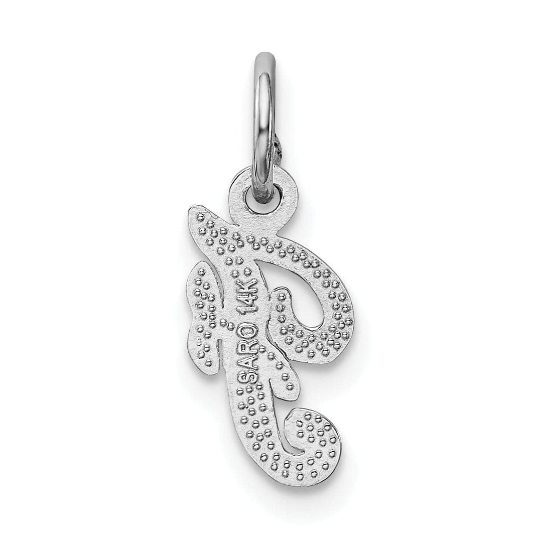 Lovely Rita's Pendants & Charms 14K White Gold Small Size Casted Script Design Letter F Initial Charm Pendant