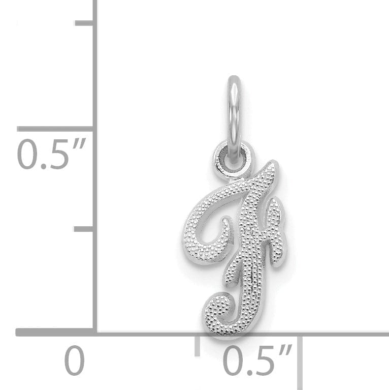 Lovely Rita's Pendants & Charms 14K White Gold Small Size Casted Script Design Letter F Initial Charm Pendant