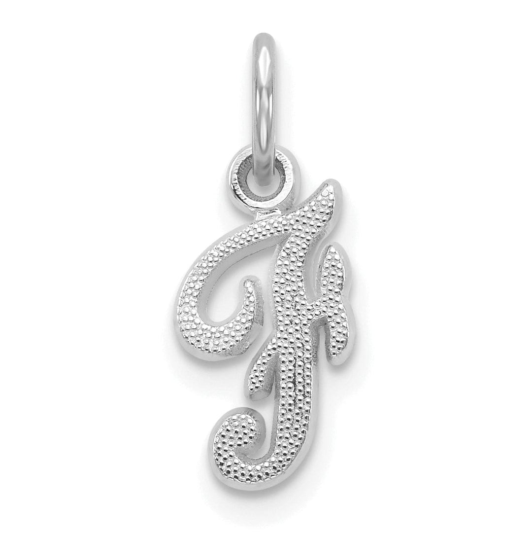 Lovely Rita's Pendants & Charms 14K White Gold Small Size Casted Script Design Letter F Initial Charm Pendant