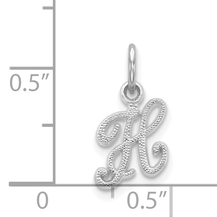 Lovely Rita's Pendants & Charms 14K White Gold Small Size Casted Script Design Letter H Initial Charm Pendant