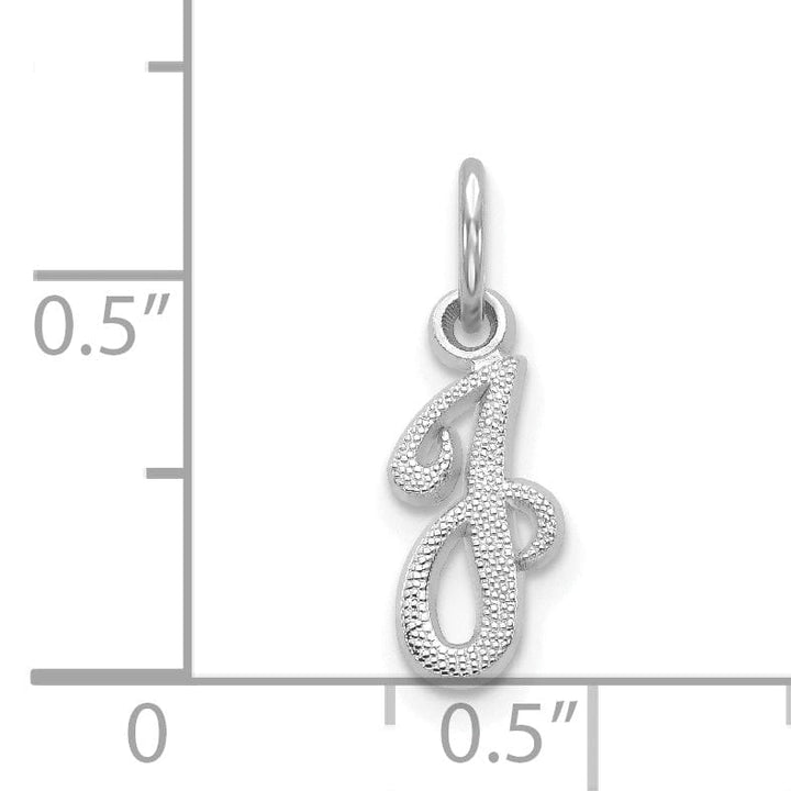 Lovely Rita's Pendants & Charms 14K White Gold Small Size Casted Script Design Letter J Initial Charm Pendant
