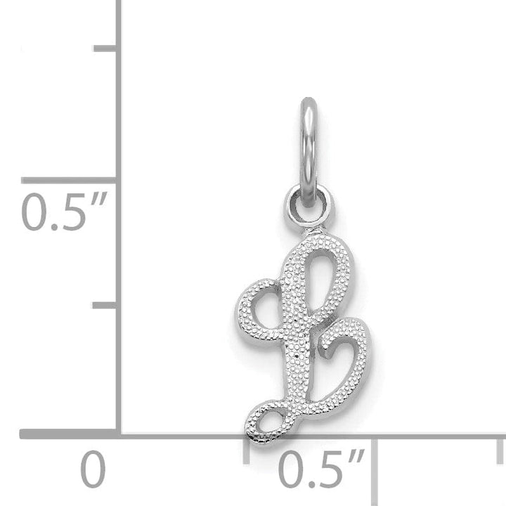 Lovely Rita's Pendants & Charms 14K White Gold Small Size Casted Script Design Letter L Initial Charm Pendant