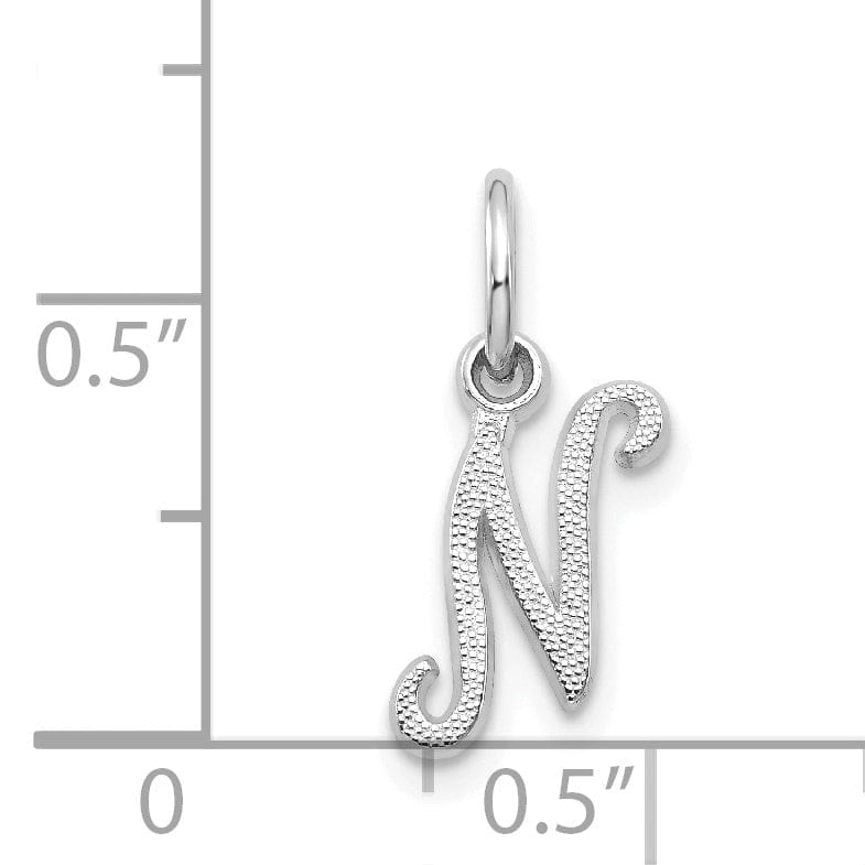 Lovely Rita's Pendants & Charms 14K White Gold Small Size Casted Script Design Letter N Initial Charm Pendant