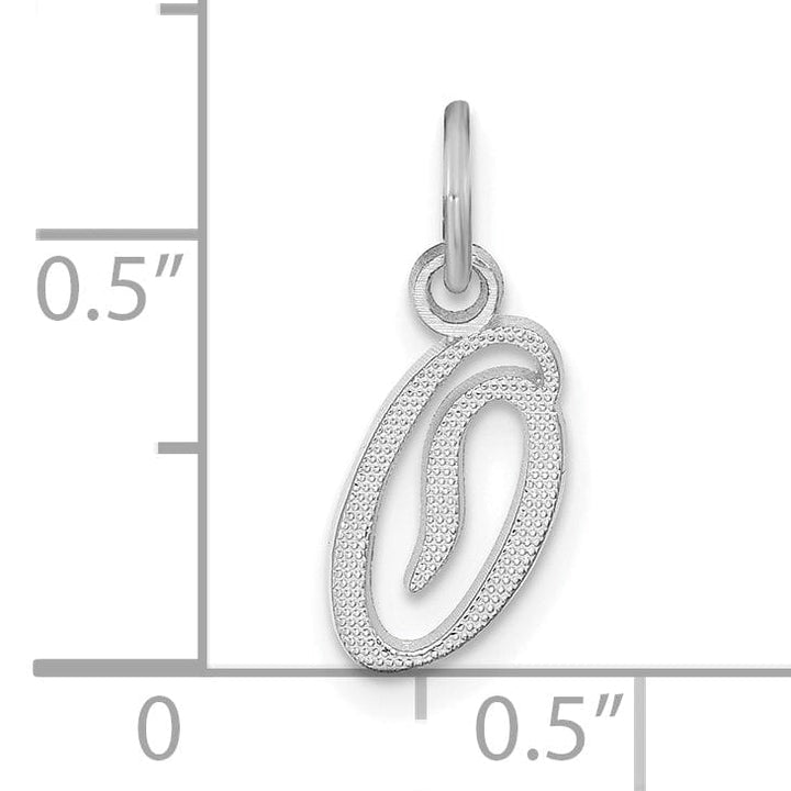 Lovely Rita's Pendants & Charms 14K White Gold Small Size Casted Script Design Letter O Initial Charm Pendant