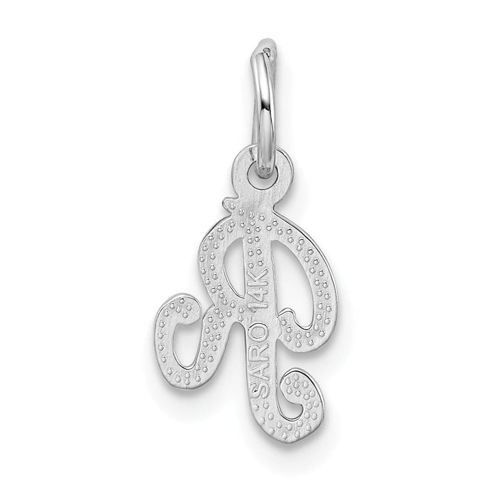 Lovely Rita's Pendants & Charms 14K White Gold Small Size Casted Script Design Letter R Initial Charm Pendant