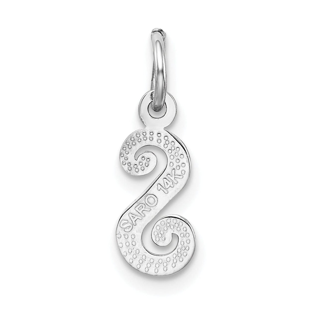 Lovely Rita's Pendants & Charms 14K White Gold Small Size Casted Script Design Letter S Initial Charm Pendant