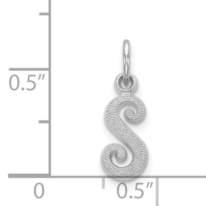 Lovely Rita's Pendants & Charms 14K White Gold Small Size Casted Script Design Letter S Initial Charm Pendant