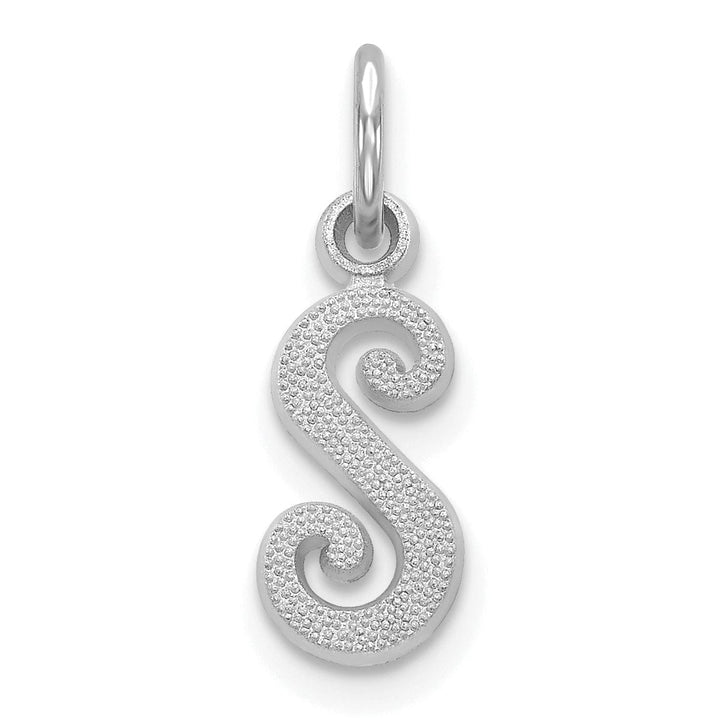 Lovely Rita's Pendants & Charms 14K White Gold Small Size Casted Script Design Letter S Initial Charm Pendant
