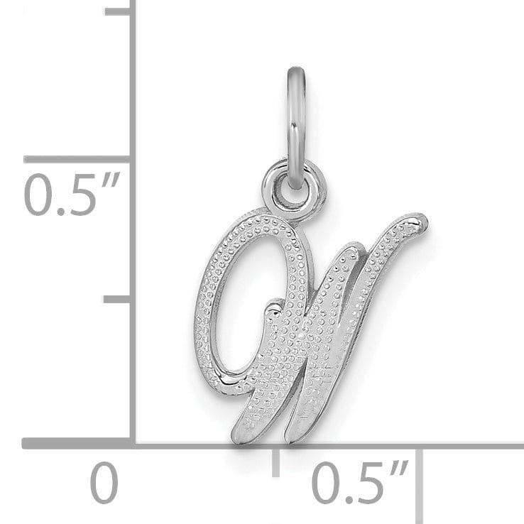 Lovely Rita's Pendants & Charms 14K White Gold Small Size Casted Script Design Letter W Initial Charm Pendant
