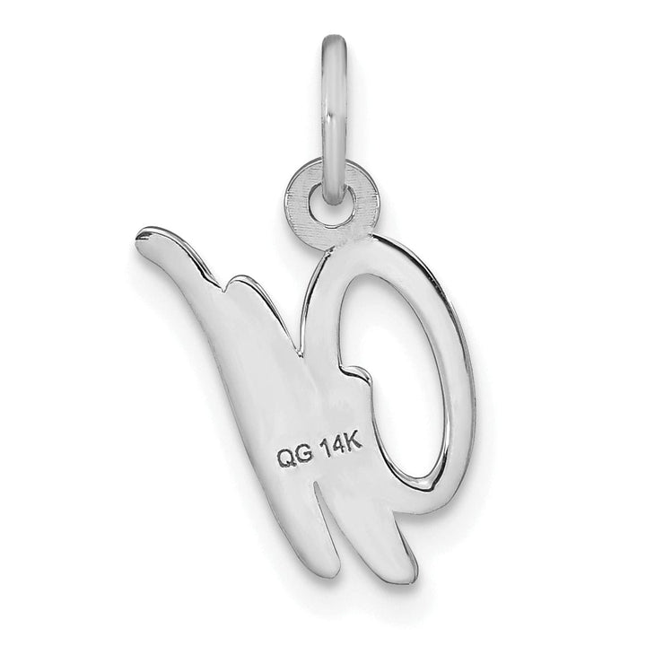 Lovely Rita's Pendants & Charms 14K White Gold Small Size Casted Script Design Letter W Initial Charm Pendant