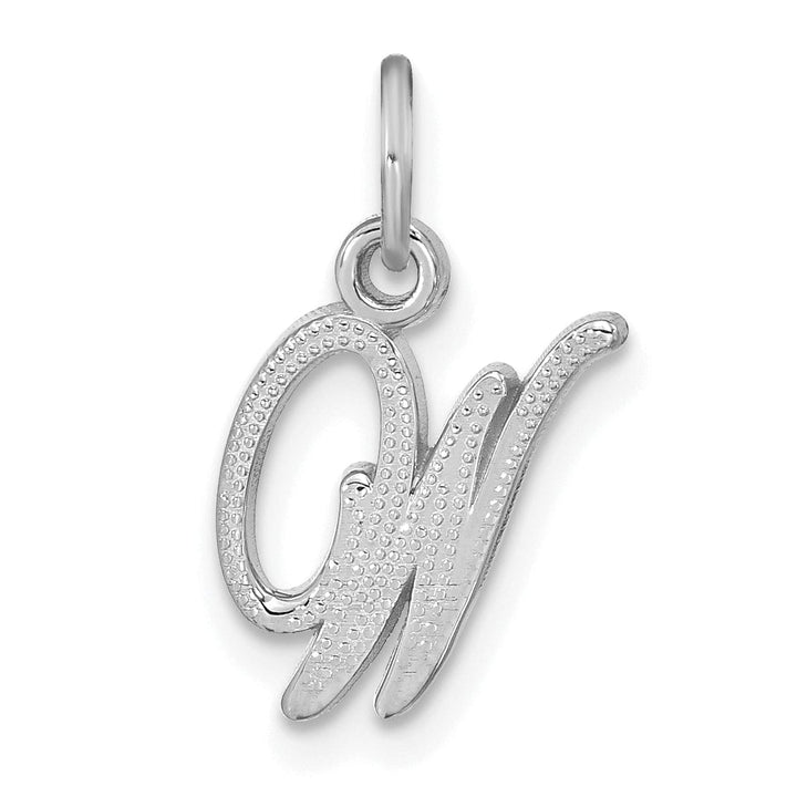 Lovely Rita's Pendants & Charms 14K White Gold Small Size Casted Script Design Letter W Initial Charm Pendant