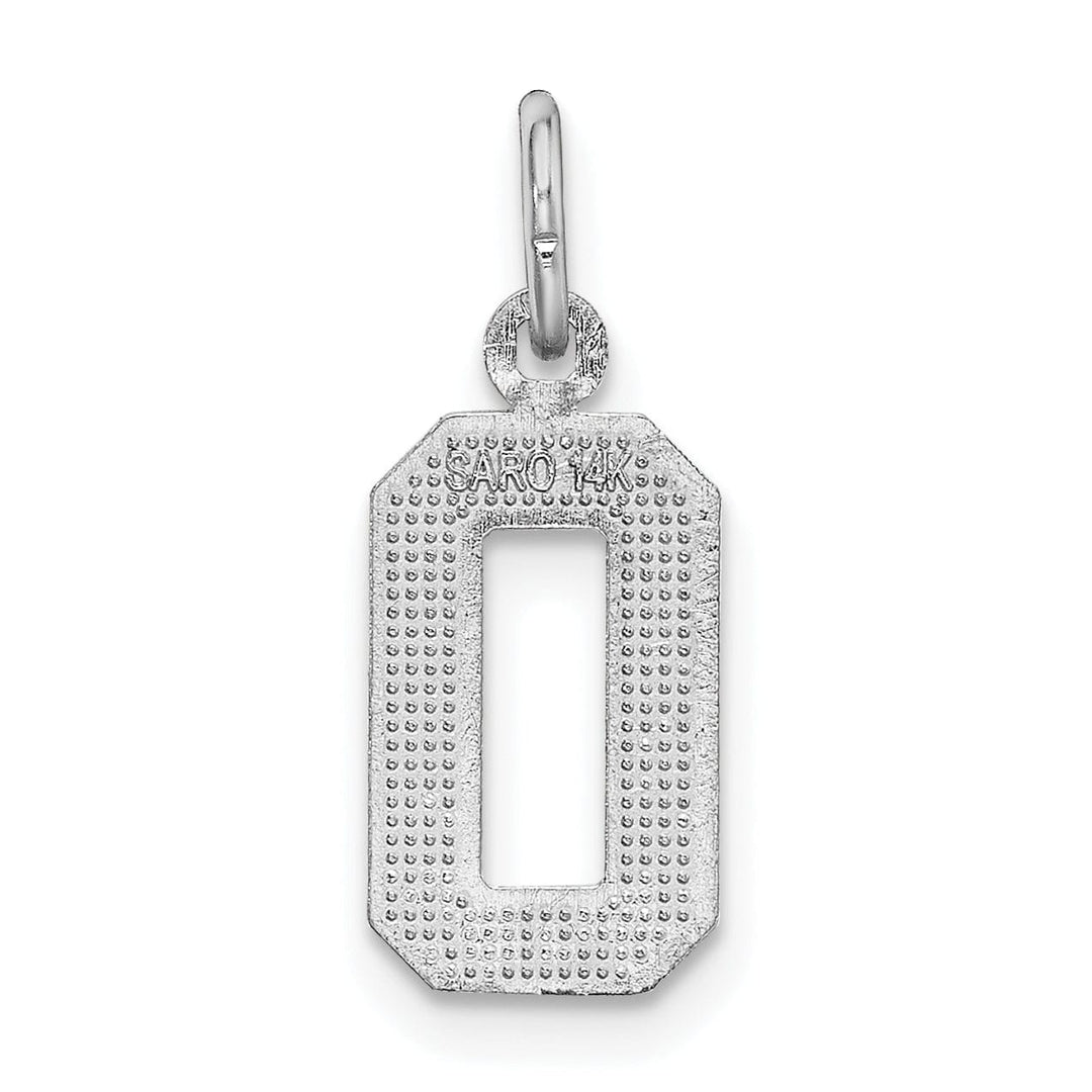 Lovely Rita's Pendants & Charms 14k White Gold Small Size Diamond Cut Texture Finish Number 0 Charm Pendant