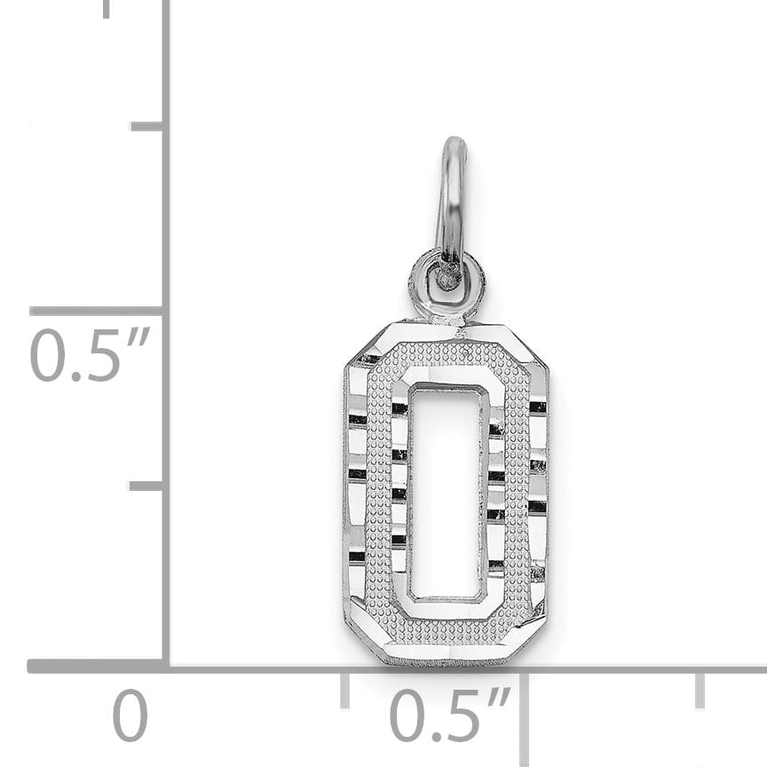 Lovely Rita's Pendants & Charms 14k White Gold Small Size Diamond Cut Texture Finish Number 0 Charm Pendant