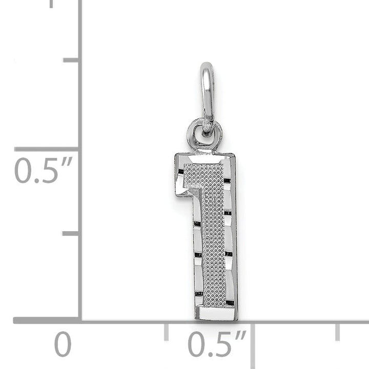 Lovely Rita's Pendants & Charms 14k White Gold Small Size Diamond Cut Texture Finish Number 1 Charm Pendant