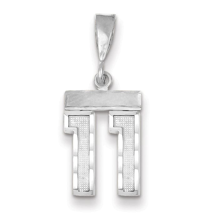Lovely Rita's Pendants & Charms 14k White Gold Small Size Diamond Cut Texture Finish Number 11 Charm Pendant