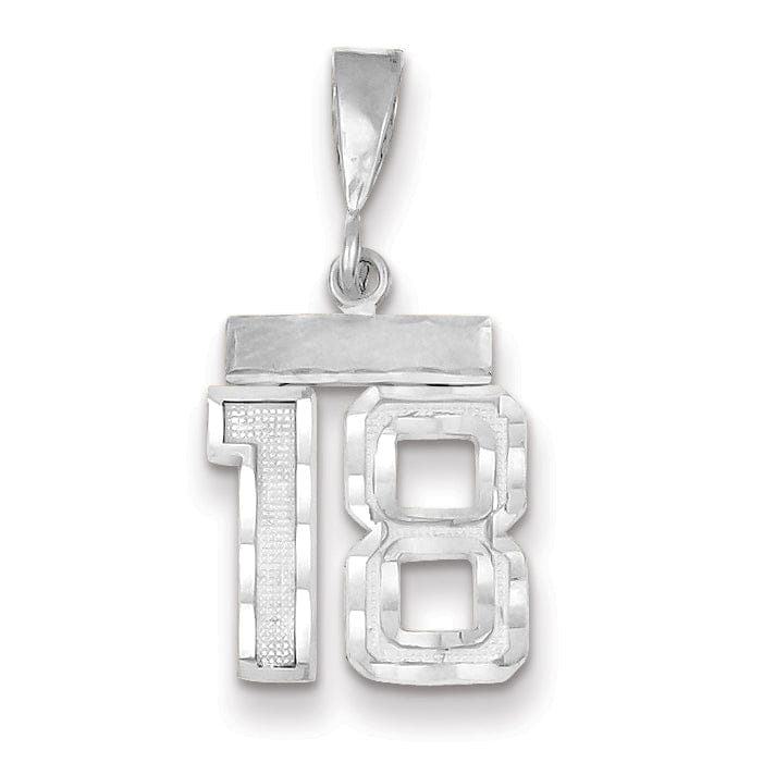 Lovely Rita's Pendants & Charms 14k White Gold Small Size Diamond Cut Texture Finish Number 18 Charm Pendant