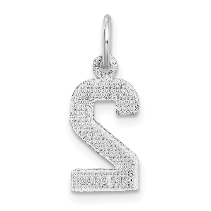 Lovely Rita's Pendants & Charms 14k White Gold Small Size Diamond Cut Texture Finish Number 2 Charm Pendant