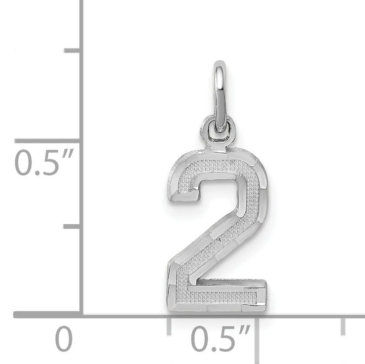 Lovely Rita's Pendants & Charms 14k White Gold Small Size Diamond Cut Texture Finish Number 2 Charm Pendant