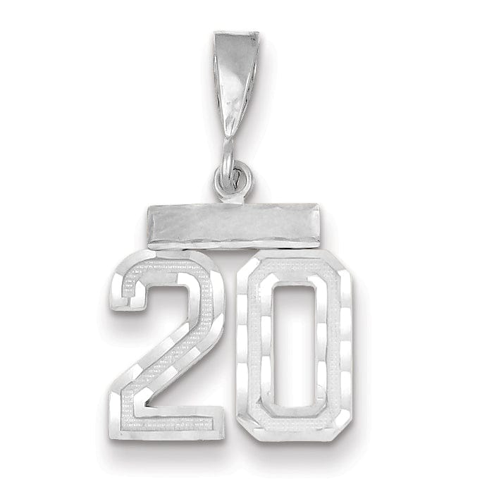 Lovely Rita's Pendants & Charms 14k White Gold Small Size Diamond Cut Texture Finish Number 20 Charm Pendant