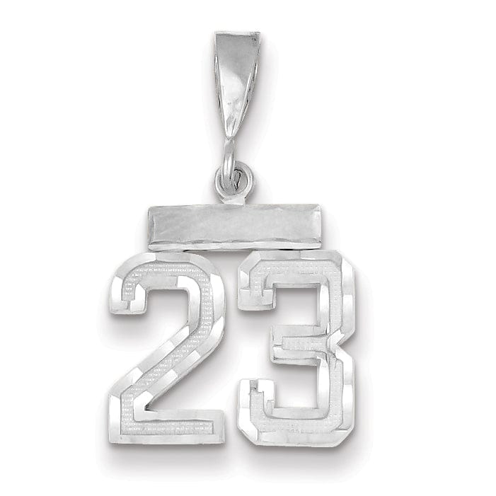 Lovely Rita's Pendants & Charms 14k White Gold Small Size Diamond Cut Texture Finish Number 23 Charm Pendant