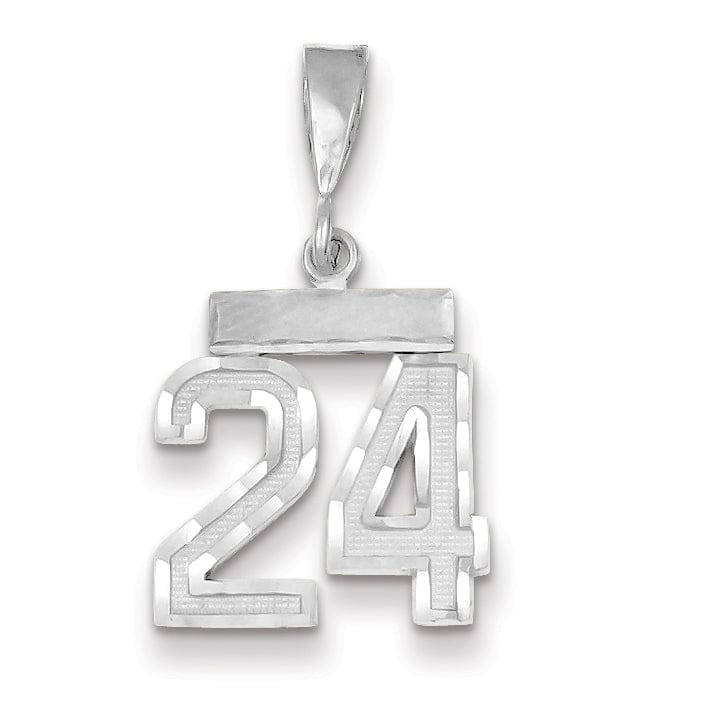 Lovely Rita's Pendants & Charms 14k White Gold Small Size Diamond Cut Texture Finish Number 24 Charm Pendant