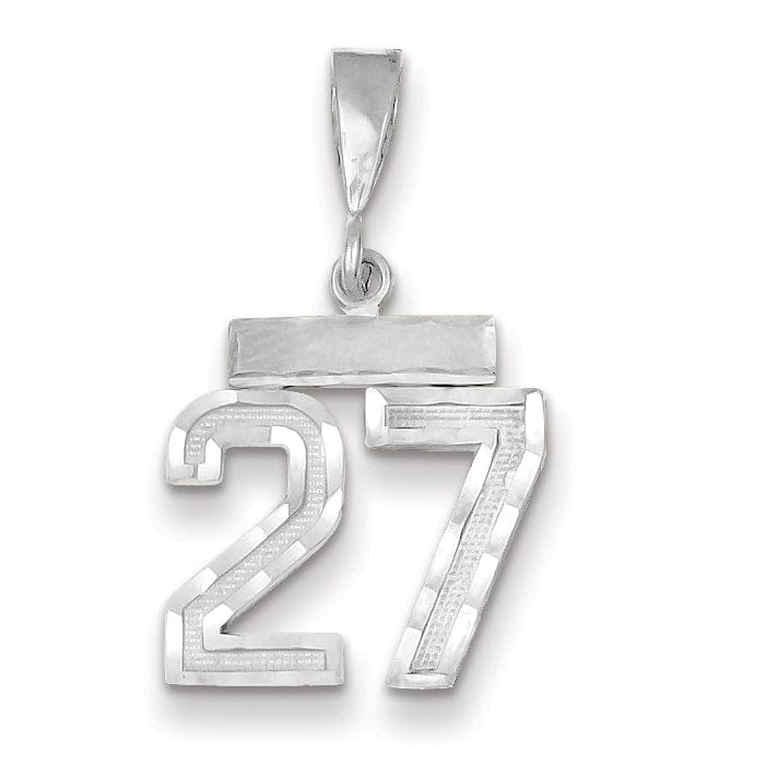 Lovely Rita's Pendants & Charms 14k White Gold Small Size Diamond Cut Texture Finish Number 27 Charm Pendant