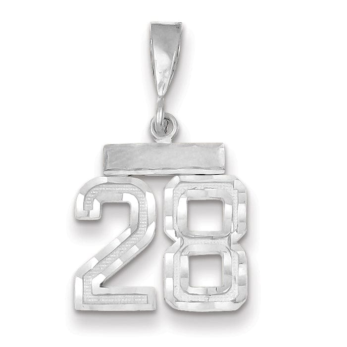 Lovely Rita's Pendants & Charms 14k White Gold Small Size Diamond Cut Texture Finish Number 28 Charm Pendant