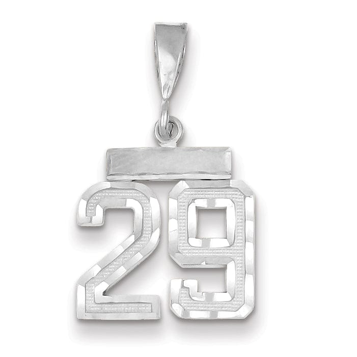 Lovely Rita's Pendants & Charms 14k White Gold Small Size Diamond Cut Texture Finish Number 29 Charm Pendant