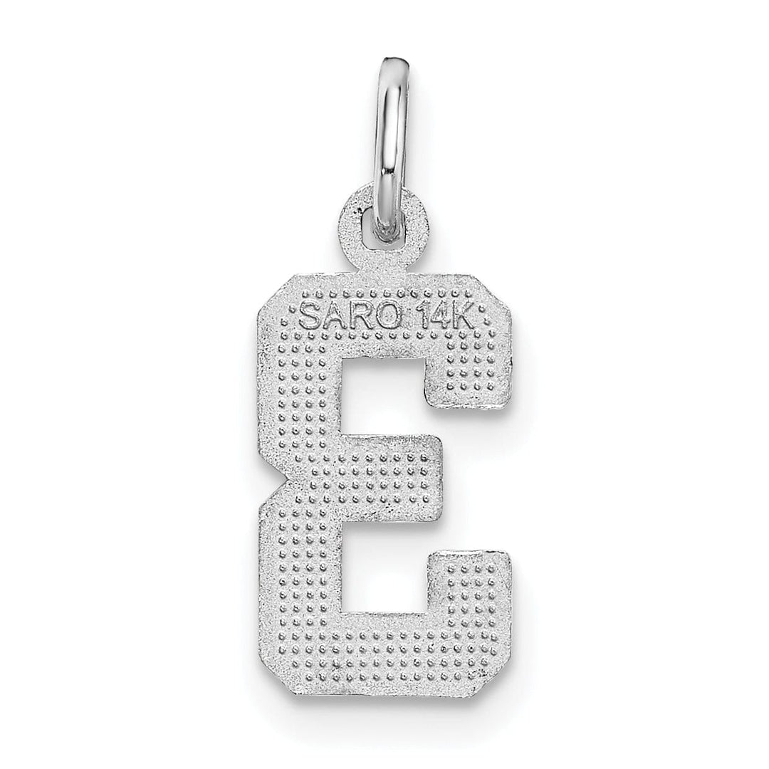 Lovely Rita's Pendants & Charms 14k White Gold Small Size Diamond Cut Texture Finish Number 3 Charm Pendant