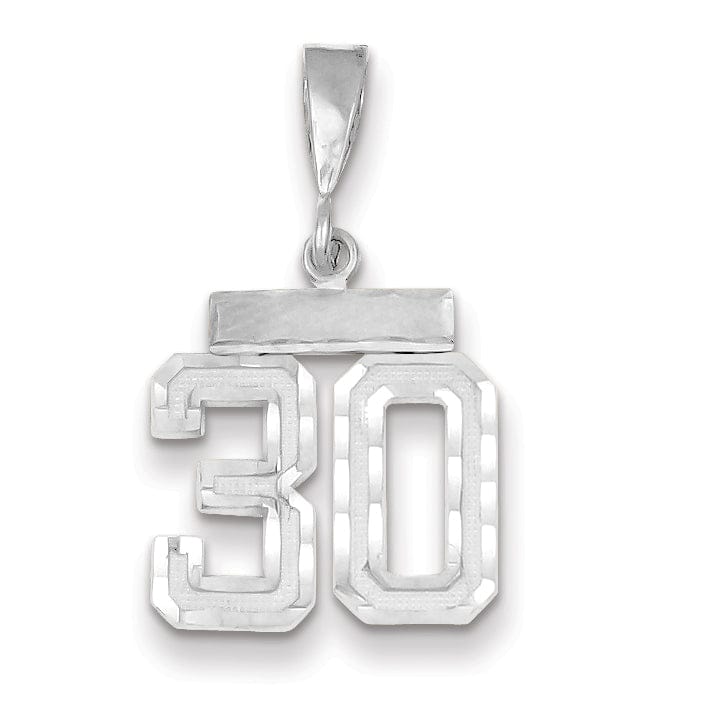 Lovely Rita's Pendants & Charms 14k White Gold Small Size Diamond Cut Texture Finish Number 30 Charm Pendant