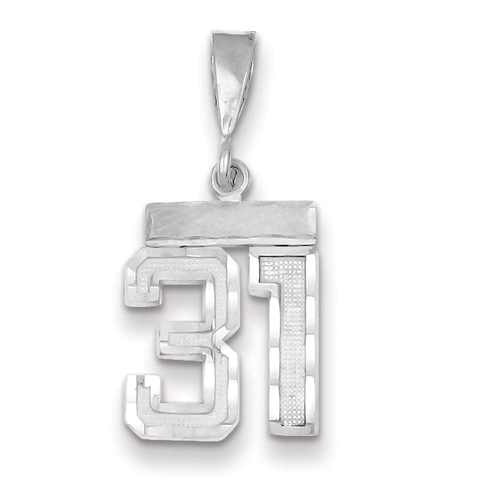 Lovely Rita's Pendants & Charms 14k White Gold Small Size Diamond Cut Texture Finish Number 31 Charm Pendant