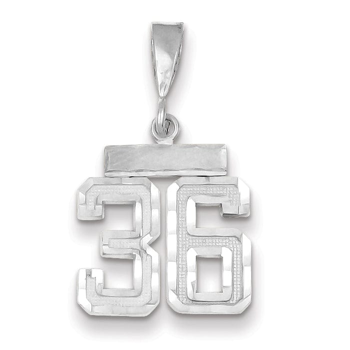 Lovely Rita's Pendants & Charms 14k White Gold Small Size Diamond Cut Texture Finish Number 36 Charm Pendant