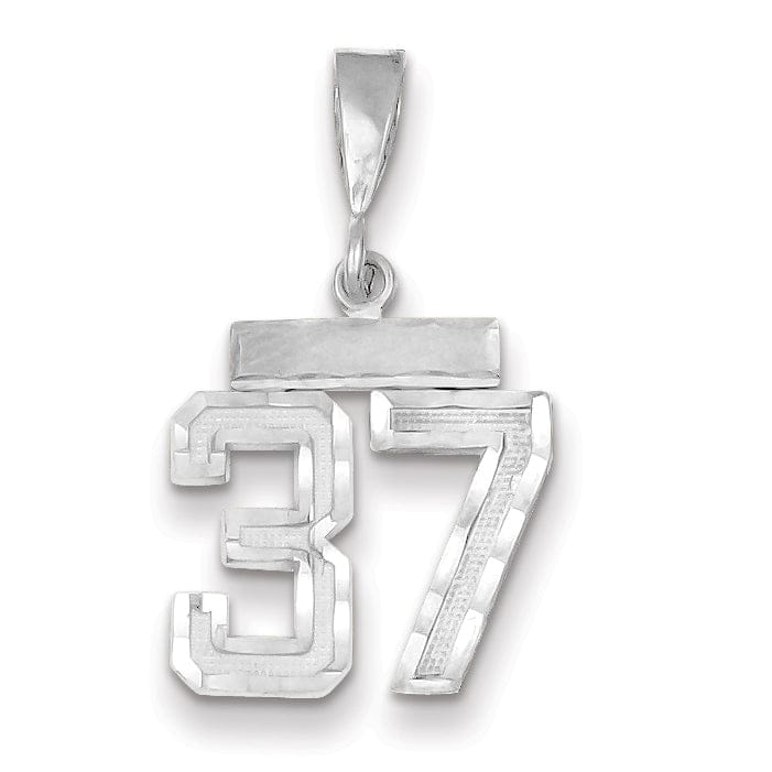 Lovely Rita's Pendants & Charms 14k White Gold Small Size Diamond Cut Texture Finish Number 37 Charm Pendant