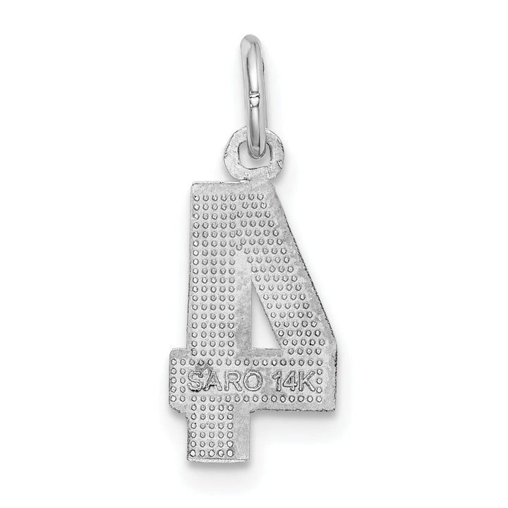 Lovely Rita's Pendants & Charms 14k White Gold Small Size Diamond Cut Texture Finish Number 4 Charm Pendant