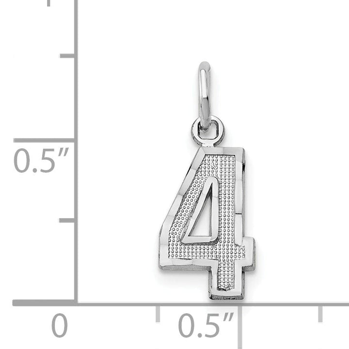 Lovely Rita's Pendants & Charms 14k White Gold Small Size Diamond Cut Texture Finish Number 4 Charm Pendant